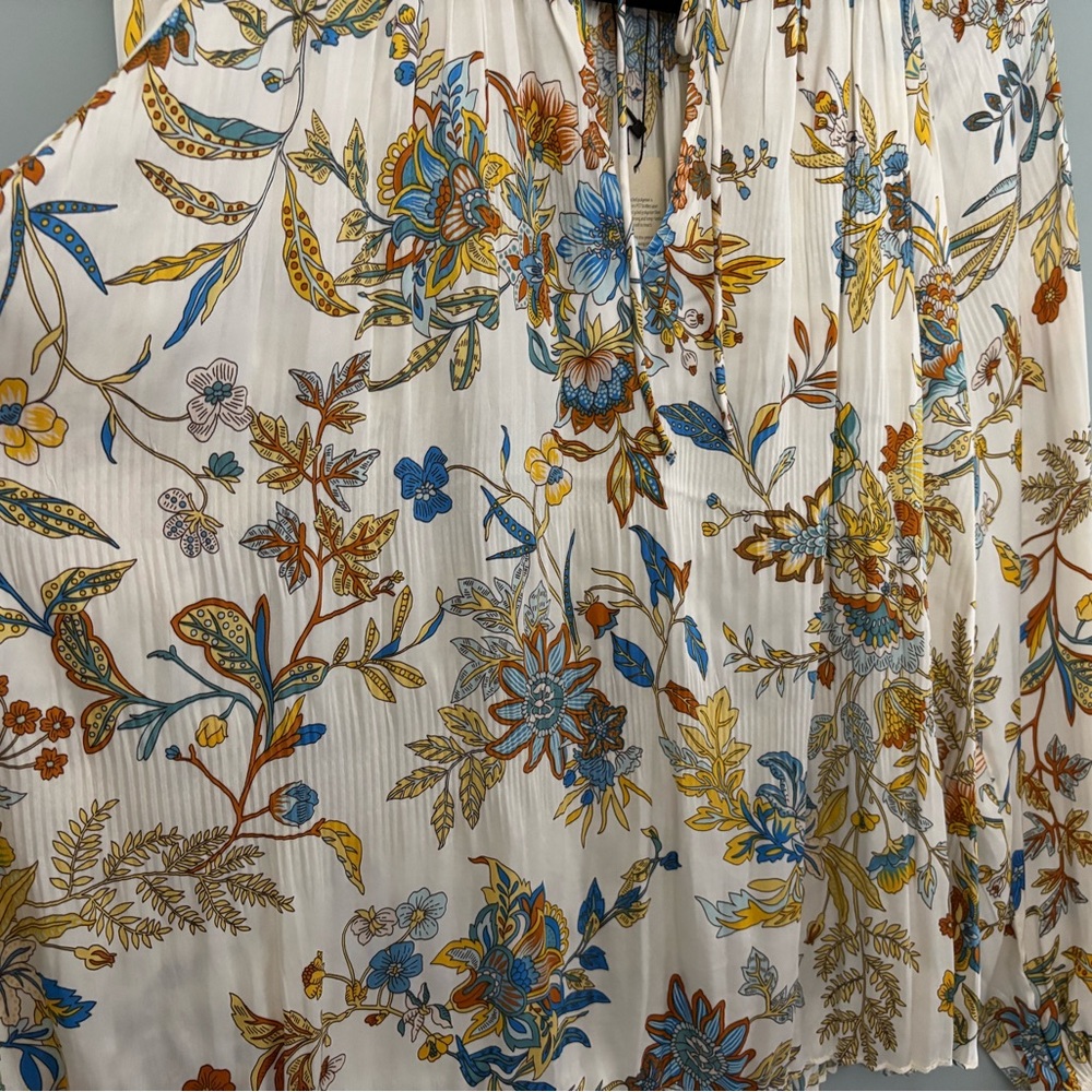 Current Air Multicolor Floral Satin Peasant Blouse Size M - Picture 5 of 15